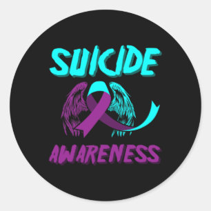 Support Suicide Awareness Wings Suicide Prevention Classic Round Sticker