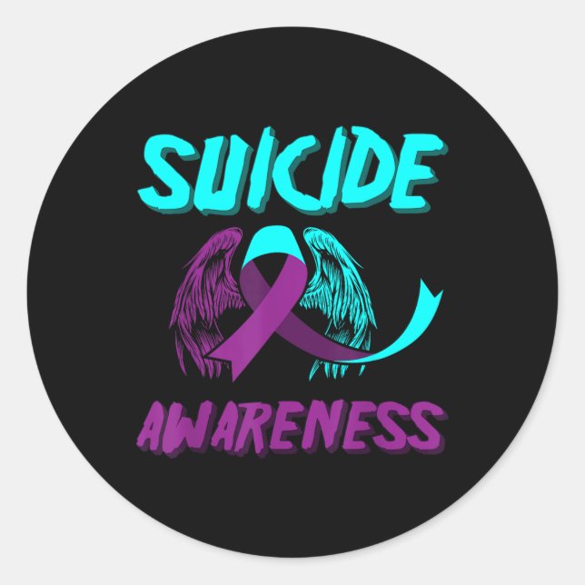 Support Suicide Awareness Wings Suicide Prevention Classic Round Sticker (Front)
