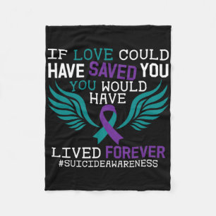 Support Suicide Prevention Awareness Week Ribbon Fleece Blanket
