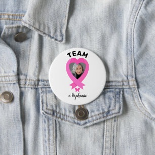 Support Team Breast Cancer Awareness Custom Photo 7.5 Cm Round Badge