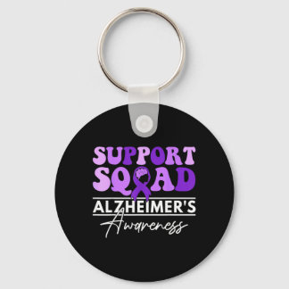 Support Team Heimers Awareness Month Purple Ribbon Key Ring