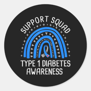 Support Team Type 1 Diabetes Awareness Classic Round Sticker