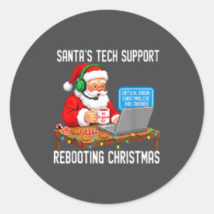 Support Tech Santa's Rebooting Joke Classic Round Sticker