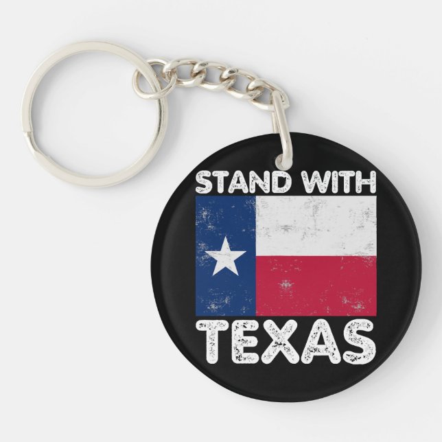 Support Texas I Stand With Texas Texan Flag Key Ring (Front)