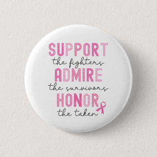 Support The Fighters Breast Cancer Pink Ribbon 6 Cm Round Badge