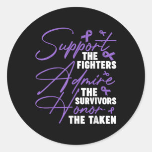 Support The Fighters Cystic Fibrosis Awareness Pur Classic Round Sticker