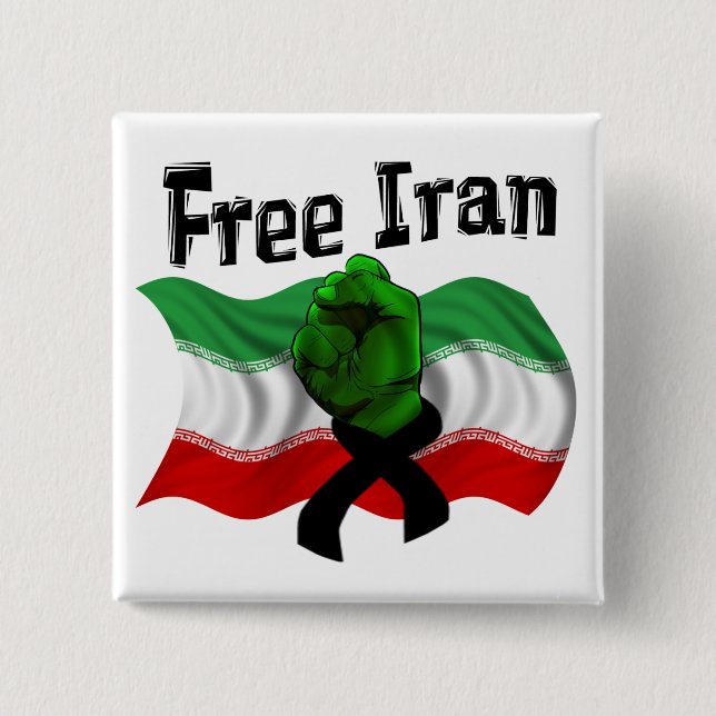 Support The Green Wave, Free Iran 15 Cm Square Badge (Front)