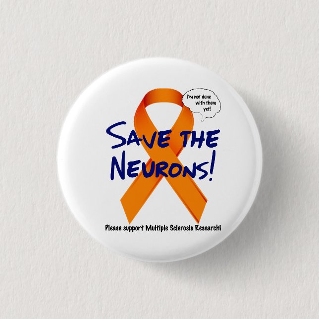 Support the Neurons - Orange Ribbon 3 Cm Round Badge (Front)