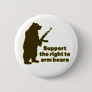 Support the right to arm bears 6 cm round badge