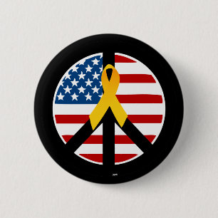 Support the Troops - Yellow Ribbon 6 Cm Round Badge