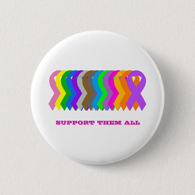 Support them all 6 cm round badge (Front)