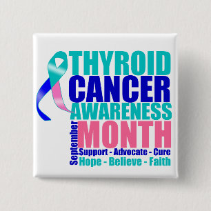 Support Thyroid Cancer Awareness Month 15 Cm Square Badge