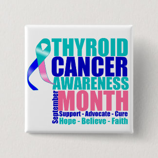 Support Thyroid Cancer Awareness Month 15 Cm Square Badge