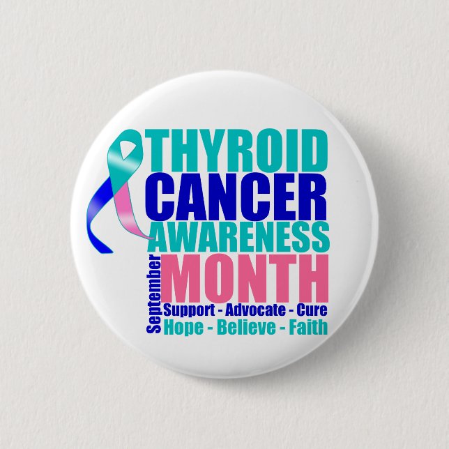 Support Thyroid Cancer Awareness Month 6 Cm Round Badge (Front)