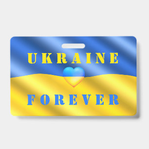 Support Ukraine Badge with Ukrainian Flag ID Badge