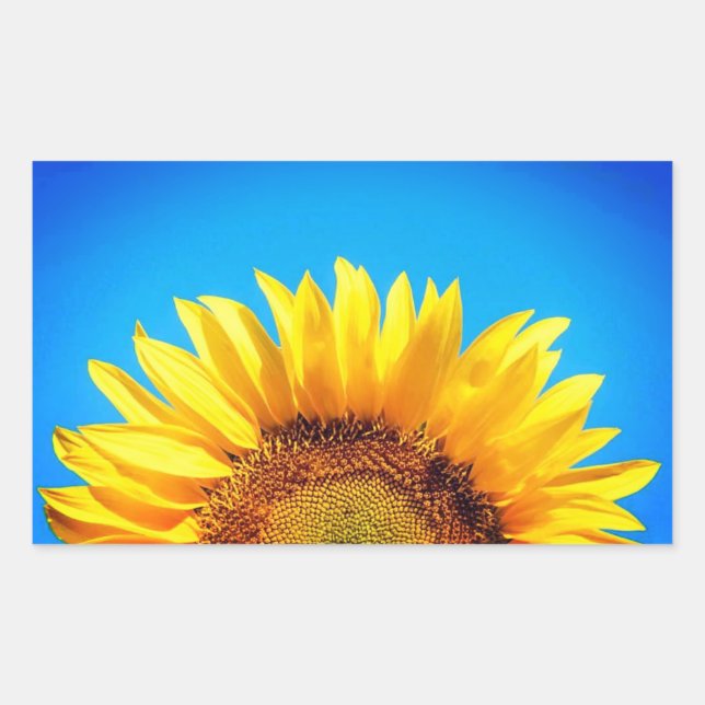 Support Ukraine blue sky yellow sunflower Rectangular Sticker (Front)