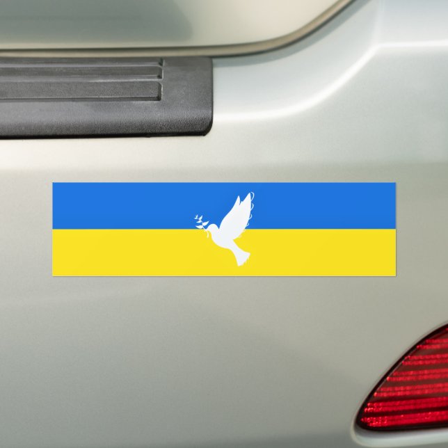 Support Ukraine Bumper Sticker Peace Dove (On Car)