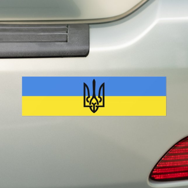 Support Ukraine Bumper Sticker Ukrainian Flag (On Car)