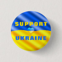 Support Ukraine Button Freedom Ukrainian Flag