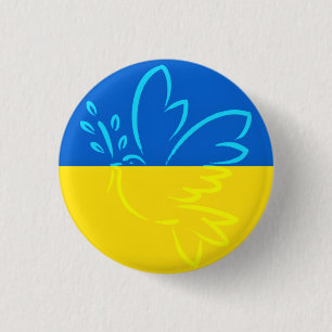 Support Ukraine Button Peace Dove - Freedom