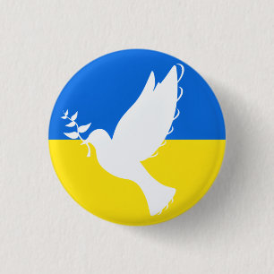 Support Ukraine Button Peace Dove - Freedom