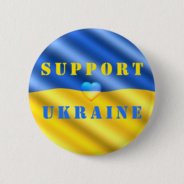 Support Ukraine Button Ukrainian Flag (Front)