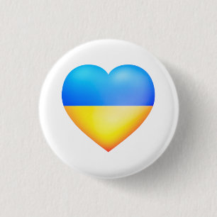 Support Ukraine Button Ukrainian Flag Heart
