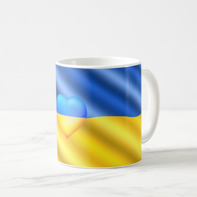Support Ukraine Coffee Mug Ukrainian Flag Freedom (Front Right)