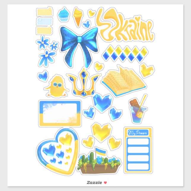 Support Ukraine Custom-Cut Vinyl Stickers (Sheet)