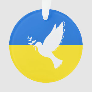 Support Ukraine Flag Christmas Ornament Peace Dove