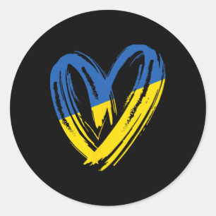 Support Ukraine Flag Heart Anti War Peace For Ukra Classic Round Sticker