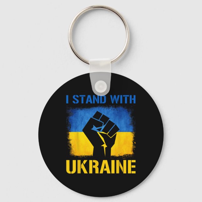 Support Ukraine Flag I Stand With Ukraine  Key Ring (Front)