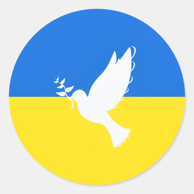 Support Ukraine Flag Sticker Dove of Peace Freedom (Front)