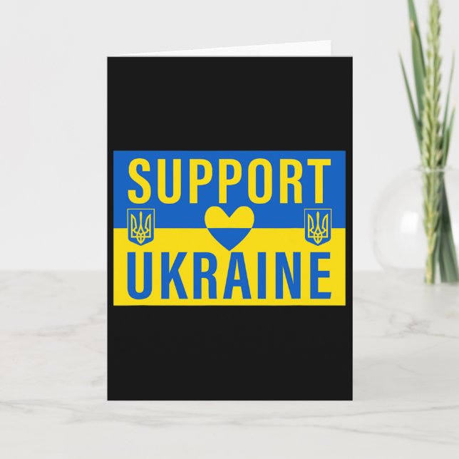 Support Ukraine Flag With Heart  Card (Front)