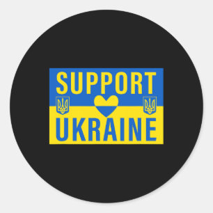 Support Ukraine Flag With Heart Classic Round Sticker