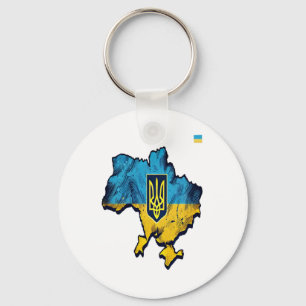 Support Ukraine – Free Ukraine Map With Flag Tryzu Key Ring