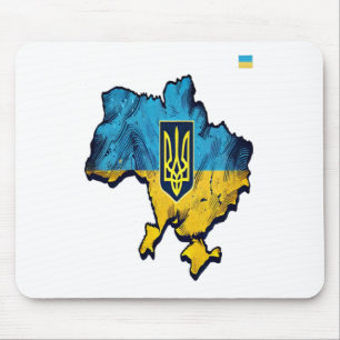 Support Ukraine – Free Ukraine Map With Flag Tryzu Mouse Mat