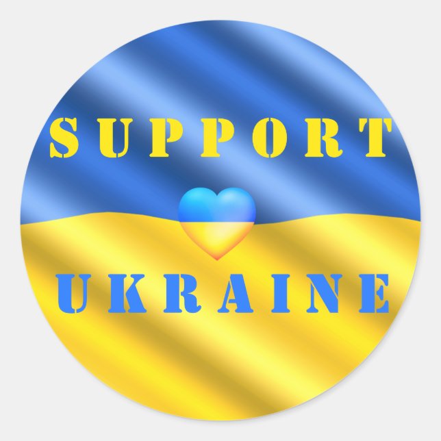 Support Ukraine Freedom - Peace - Flag of Ukraine Classic Round Sticker (Front)