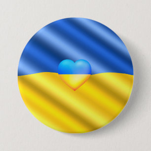 Support Ukraine Freedom Peace Heart - Ukraine Flag 7.5 Cm Round Badge