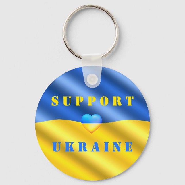 Support Ukraine - Freedom - Peace - Ukraine Flag  Key Ring (Front)