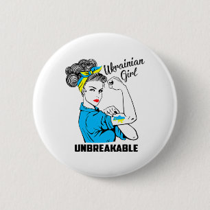 Support Ukraine Girl Unbreakable Strong Ukrainian 6 Cm Round Badge