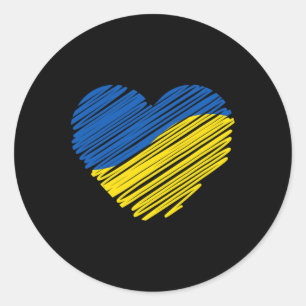 Support Ukraine Heart Ukrainian Flag Classic Round Sticker