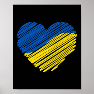 Support Ukraine Heart Ukrainian Flag Poster