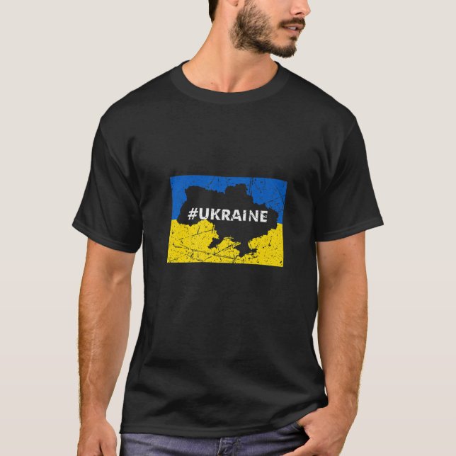 Support Ukraine I Simple Flag Based Country Map Wi T-Shirt (Front)