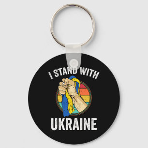 Support Ukraine I Stand With Ukraine Retro Ukraini Key Ring
