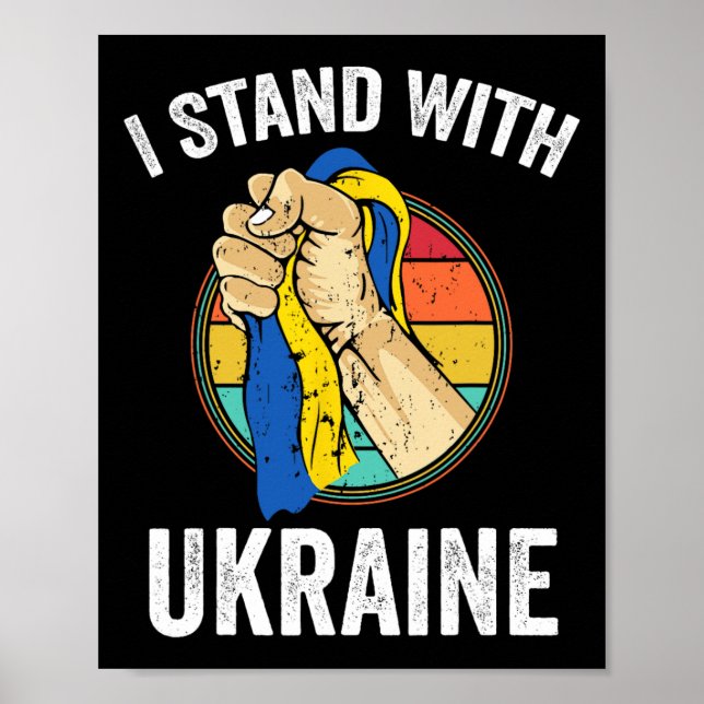 Support Ukraine I Stand With Ukraine Retro Ukraini Poster (Front)