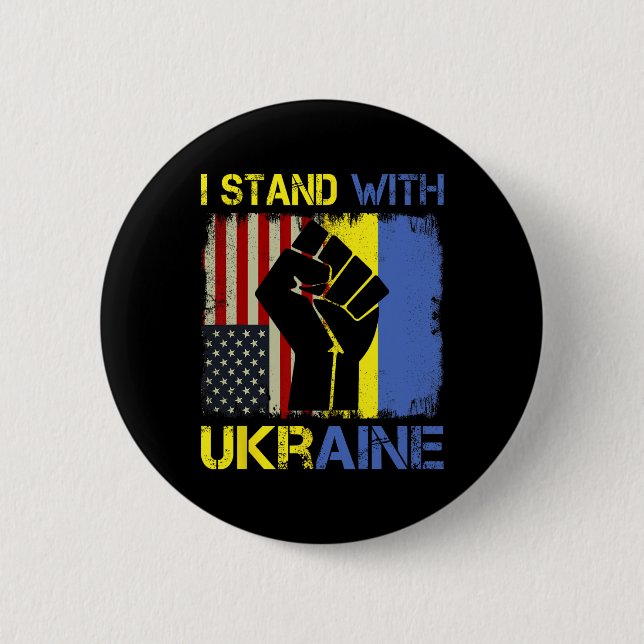 Support Ukraine I Stand With Ukraine Ukrainian Fla 6 Cm Round Badge (Front)