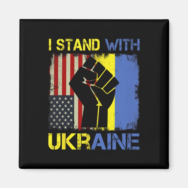 Support Ukraine I Stand With Ukraine Ukrainian Fla Magnet (Front)