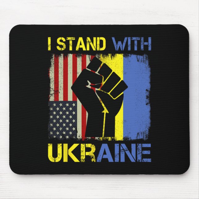 Support Ukraine I Stand With Ukraine Ukrainian Fla Mouse Mat (Front)