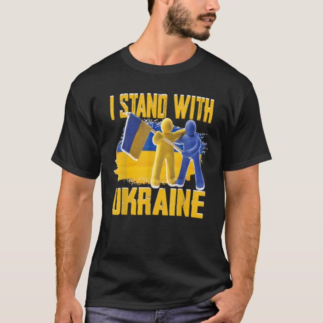 Support Ukraine I Stand With Ukraine Ukrainian Fla T-Shirt (Front)
